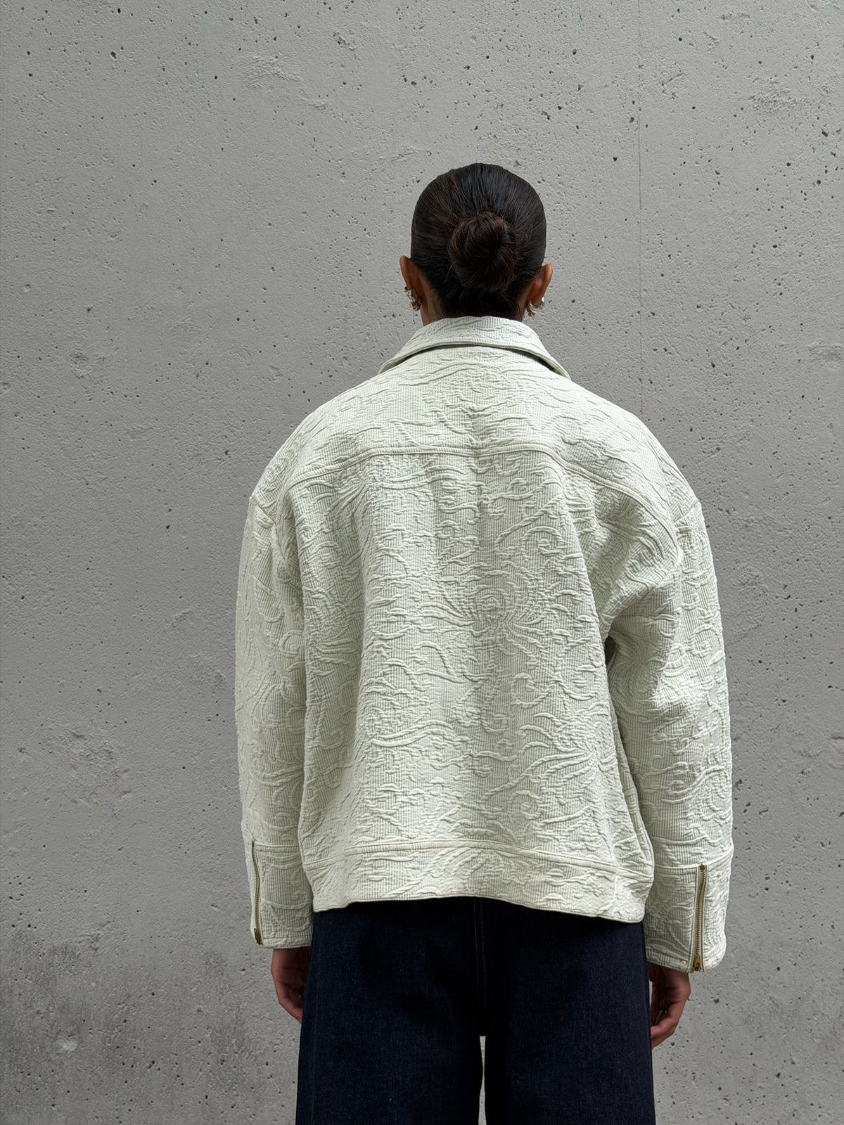 Sage Floral Jacquard Cotton Jacket