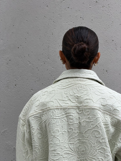 Sage Floral Jacquard Cotton Jacket