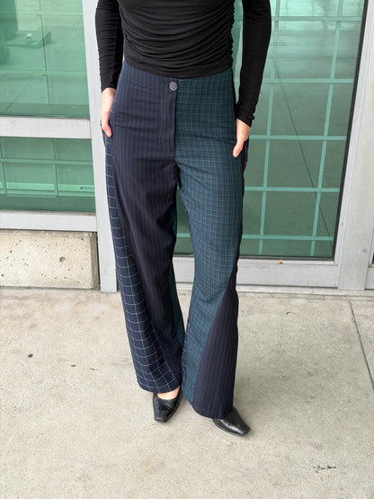 Baggy Pant – Wool Plaid Suiting in Navy & Green