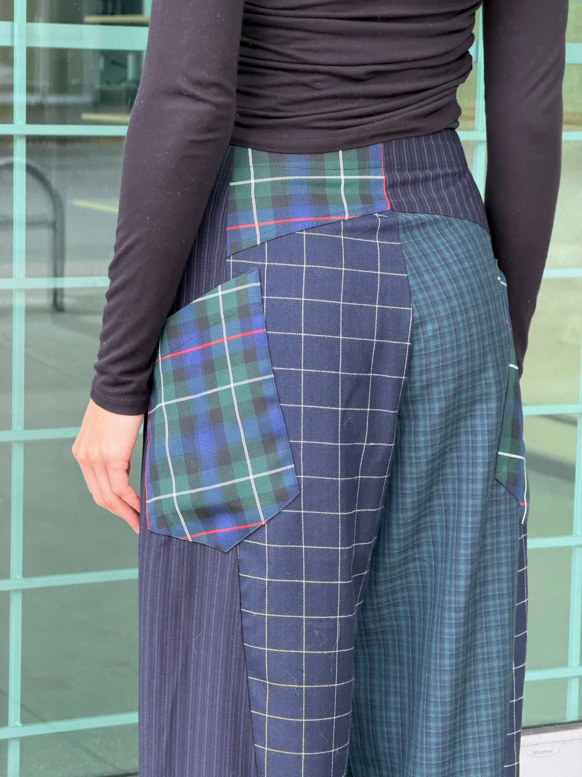 Baggy Pant – Wool Plaid Suiting in Navy & Green