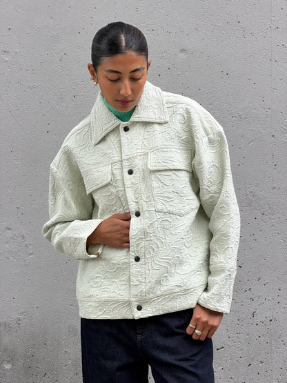 Sage Floral Jacquard Cotton Jacket