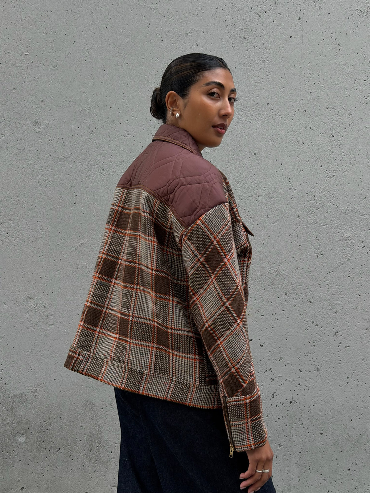 Brown Plaid Wool Jacket