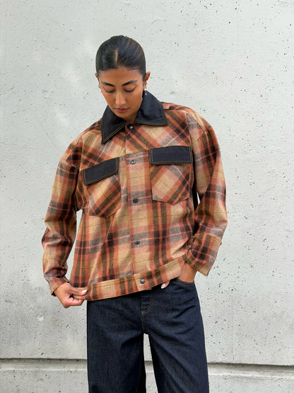 Black & Brown Plaid Wool Jacket