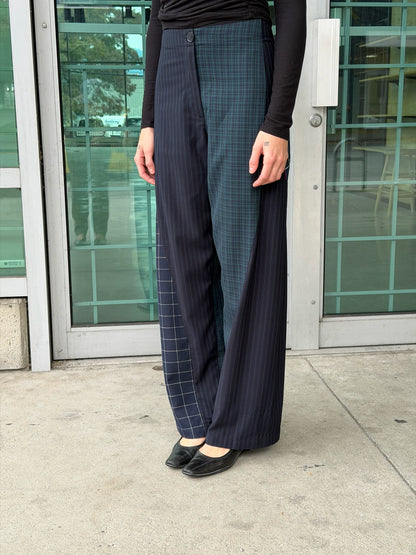 Baggy Pant – Wool Plaid Suiting in Navy & Green