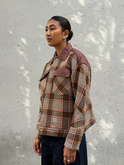 Brown Plaid Wool Jacket