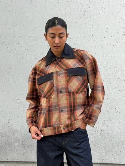 Black & Brown Plaid Wool Jacket