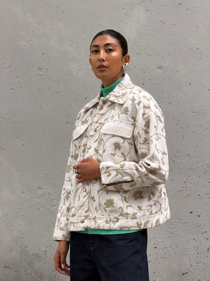 White & Grey Floral Jacket