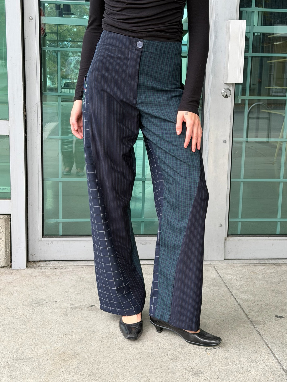 Baggy Pant – Wool Plaid Suiting in Navy & Green