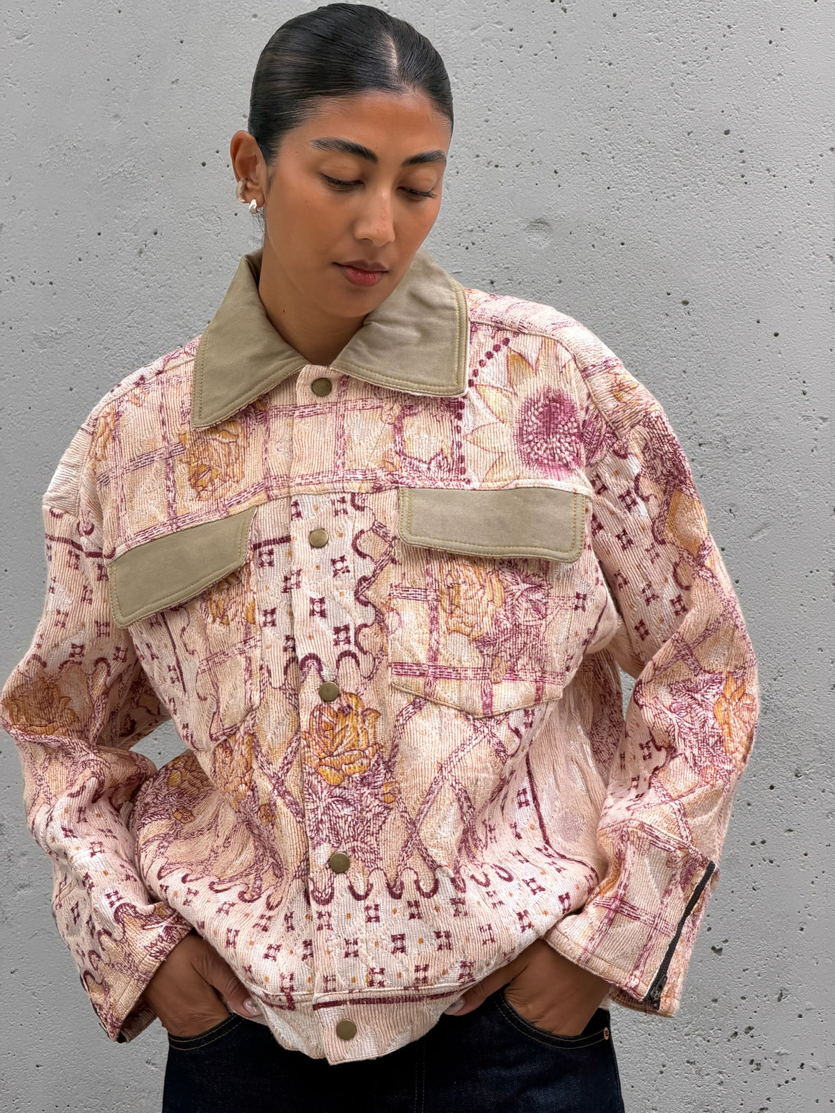 Pink Sheen Floral Jacket