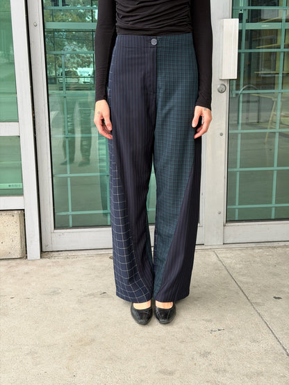 Baggy Pant – Wool Plaid Suiting in Navy & Green