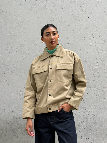 Camel Solid Cotton Jacket