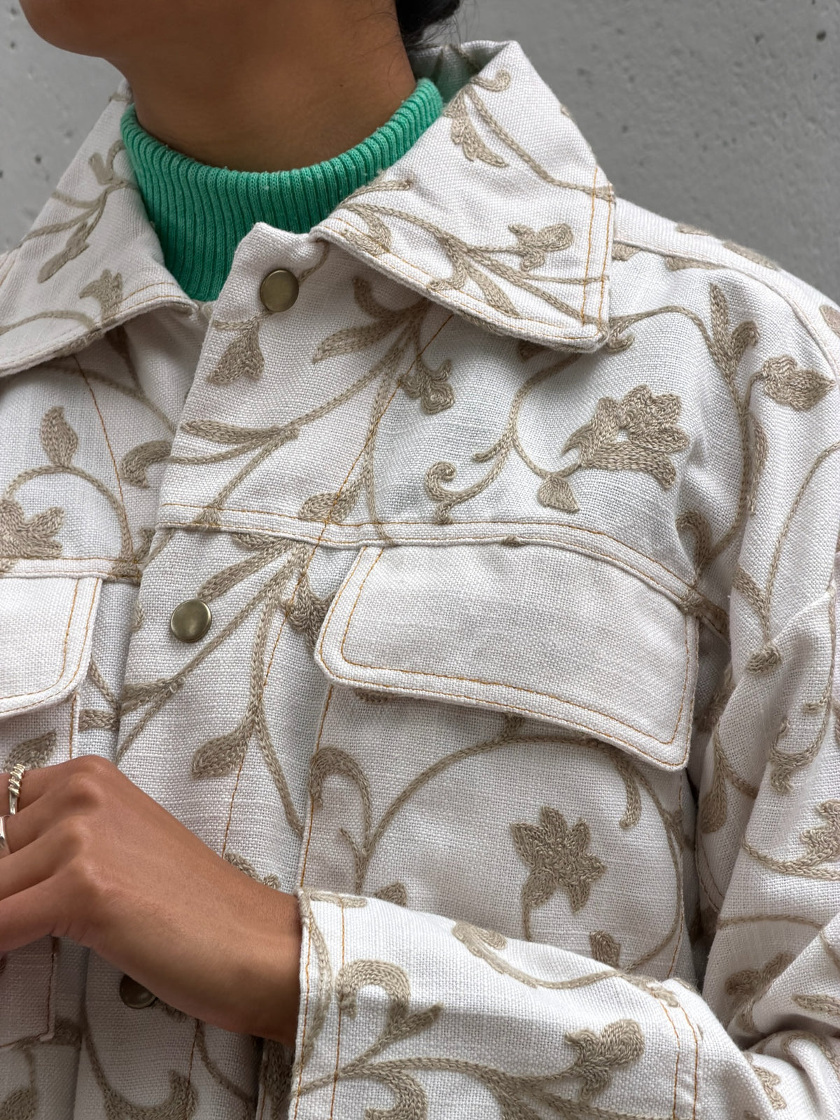 White & Grey Floral Jacket