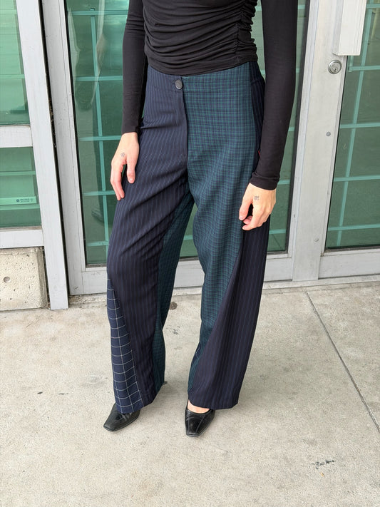 Baggy Pant – Wool Plaid Suiting in Navy & Green