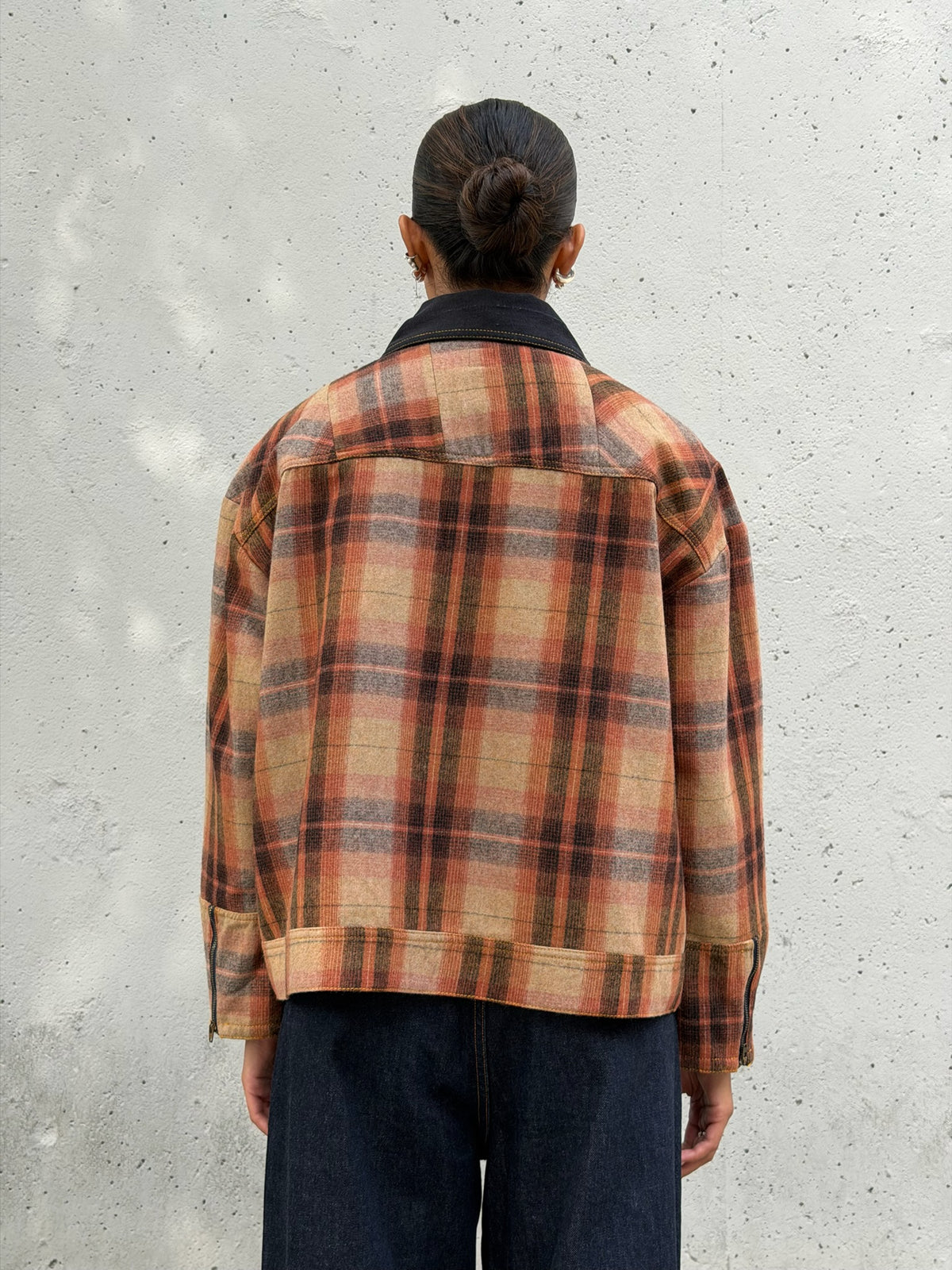 Black & Brown Plaid Wool Jacket