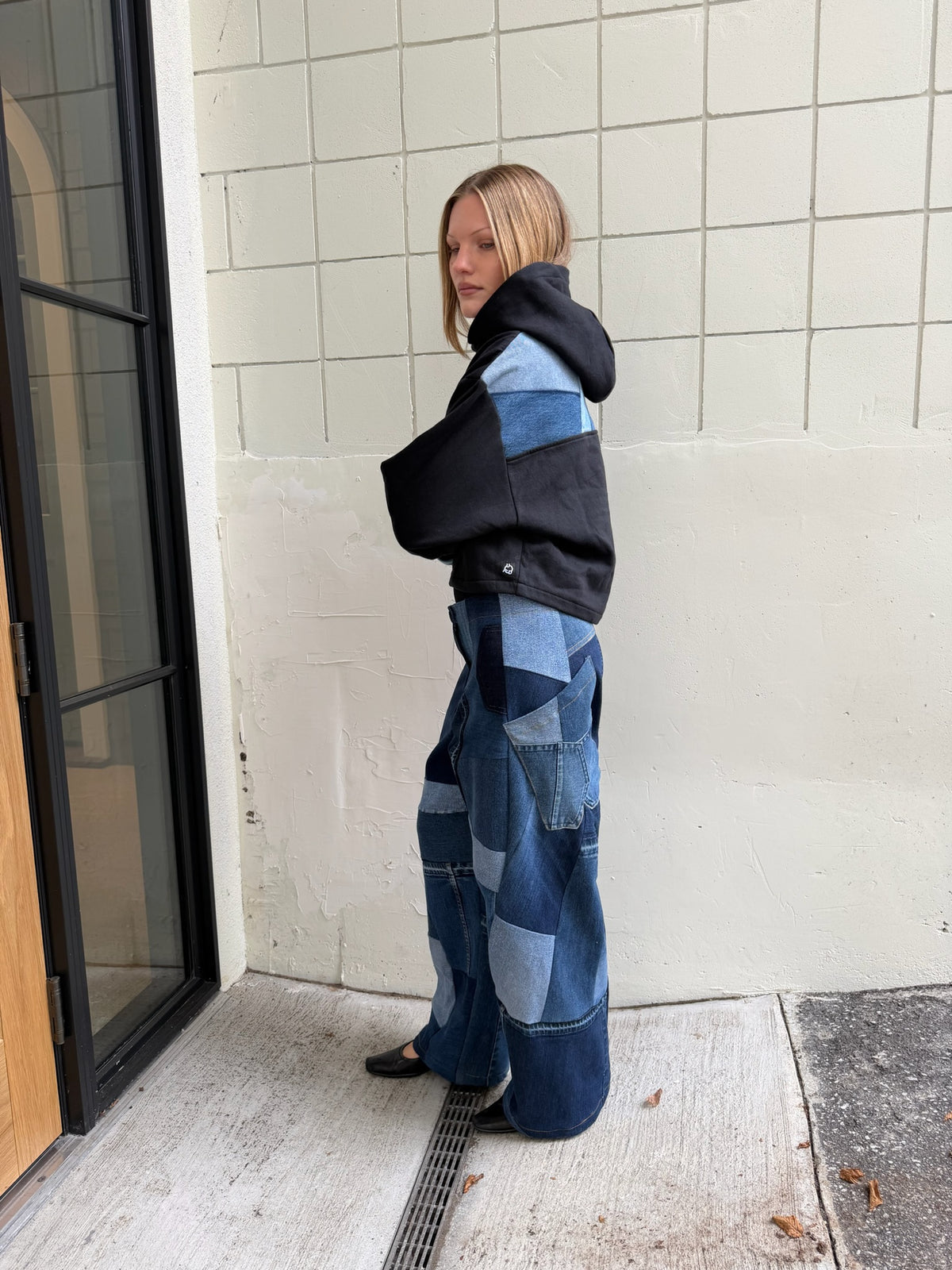 Patchwork Denim Baggy Pant – Blue Denim Mix