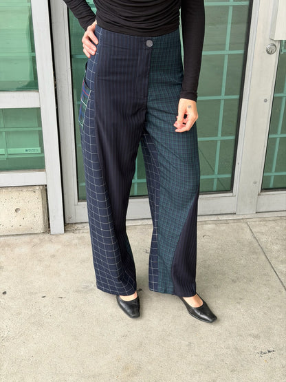Baggy Pant – Wool Plaid Suiting in Navy & Green