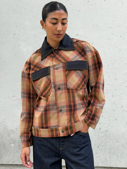 Black & Brown Plaid Wool Jacket