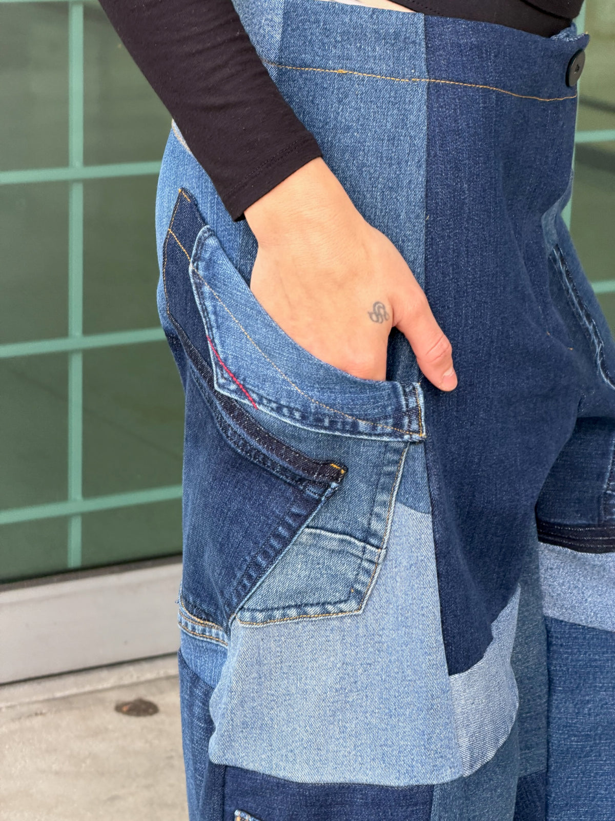 Patchwork Denim Baggy Pant – Blue Denim Mix