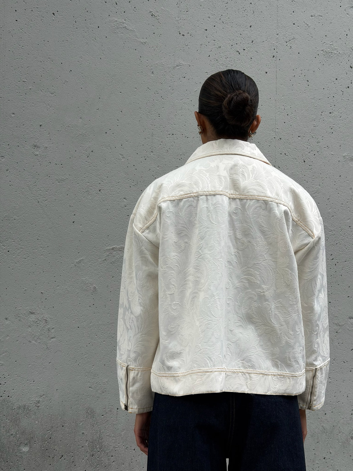 Cream Jacquard Cotton Jacket