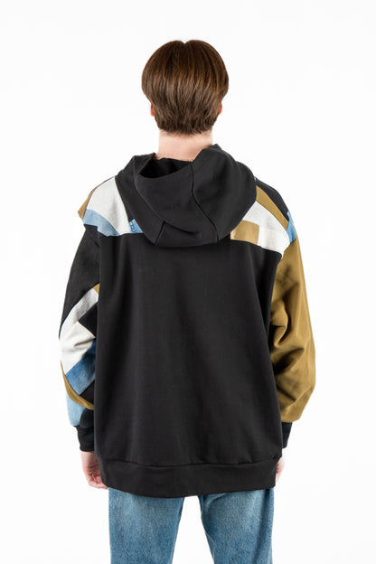 Rocks & Water Patchwork Hoodie L