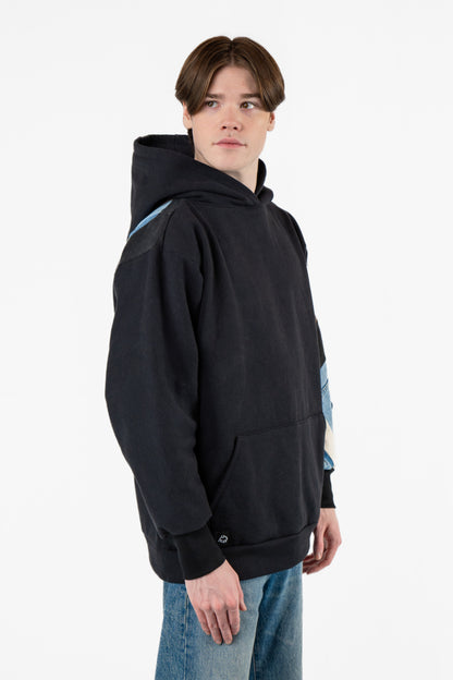 Black Coffee Patchwork Hoodie L