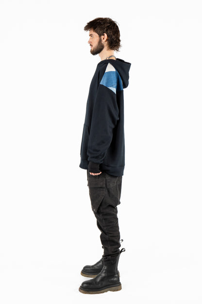 Everyday Patchwork Denim Hoodie XXL