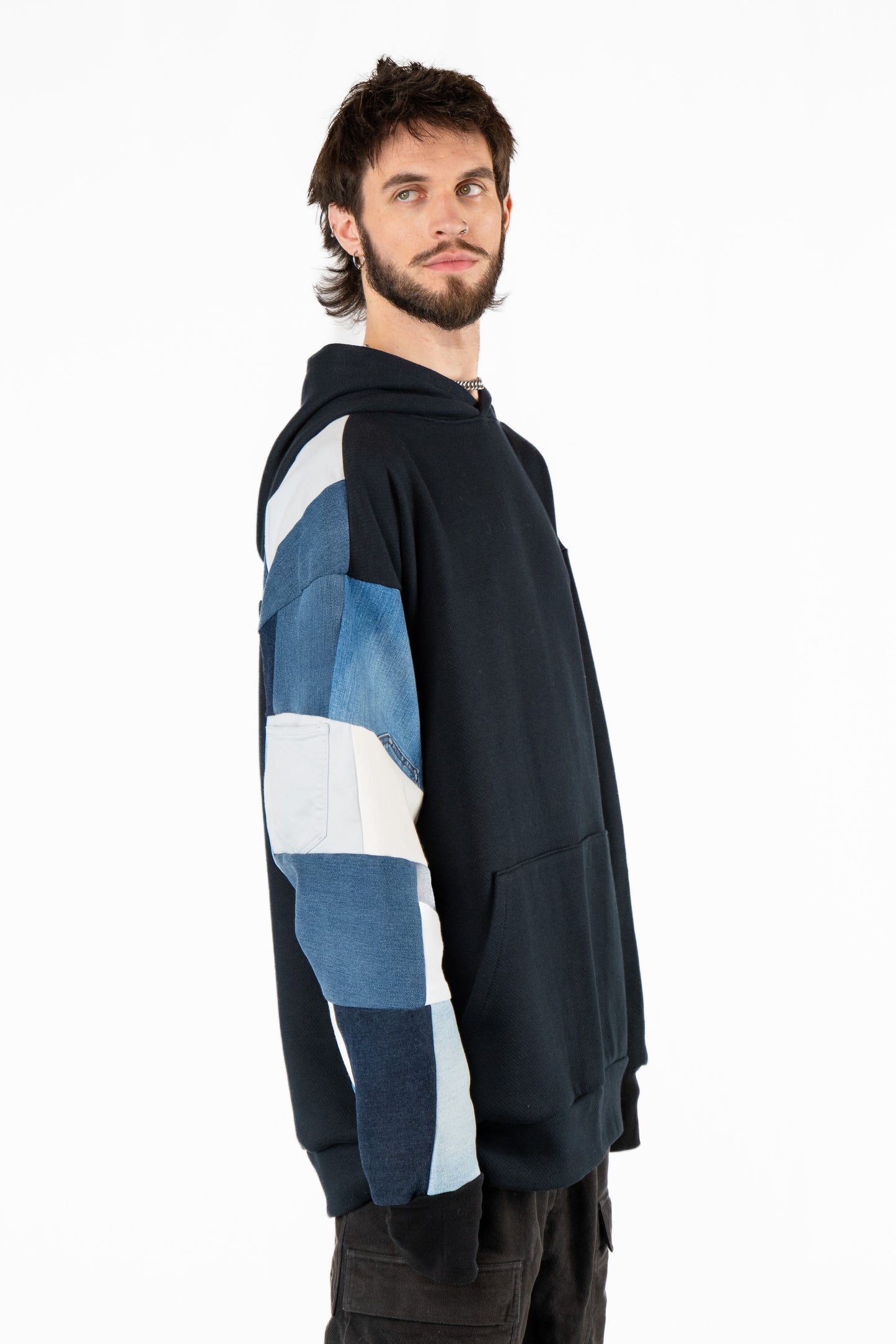 Everyday Patchwork Denim Hoodie XXL