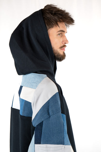 Everyday Patchwork Denim Hoodie XXL