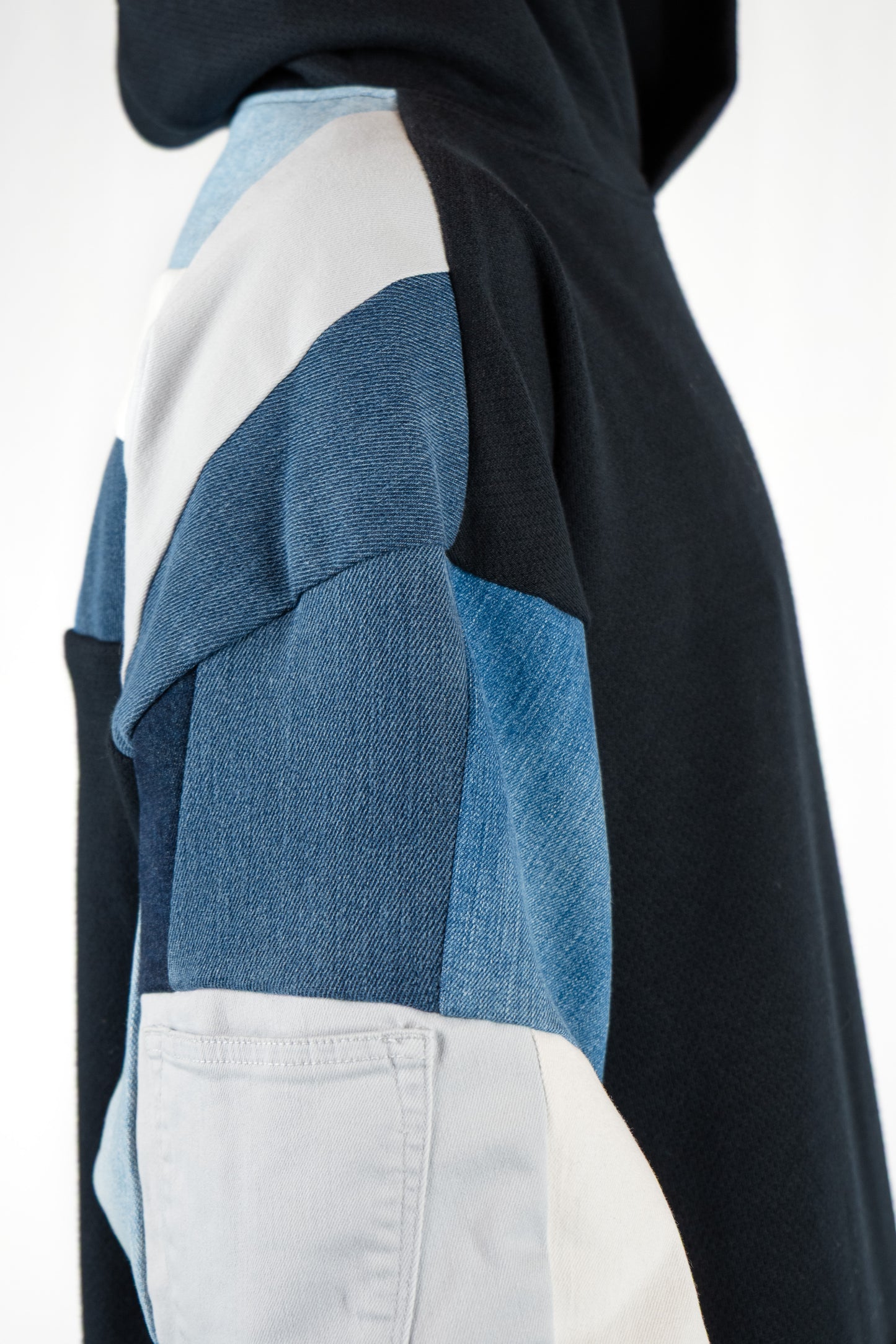 Everyday Patchwork Denim Hoodie XXL