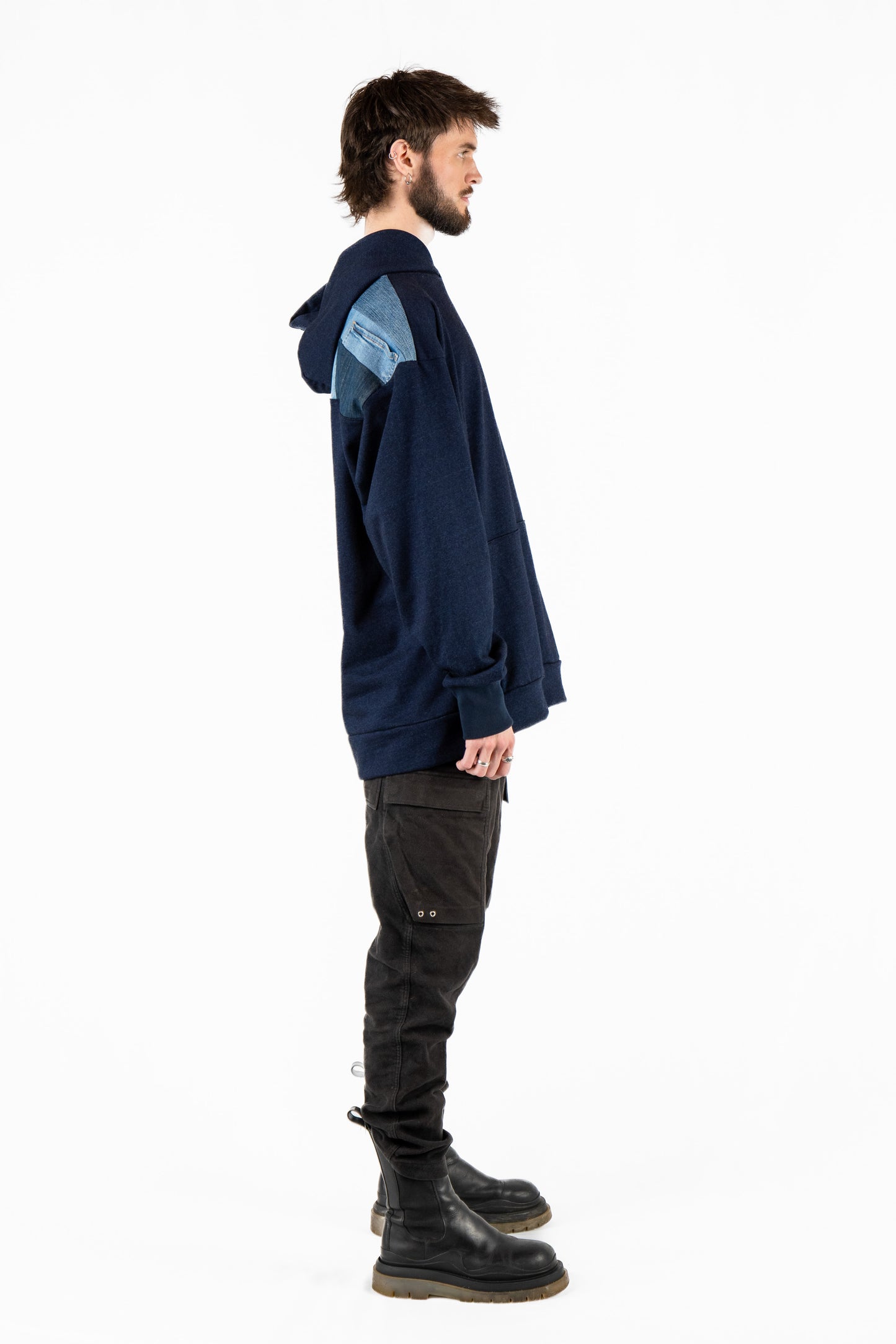 Denim Nights Patchwork Hoodie XXL