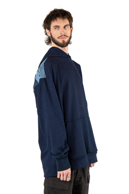 Denim Nights Patchwork Hoodie XXL