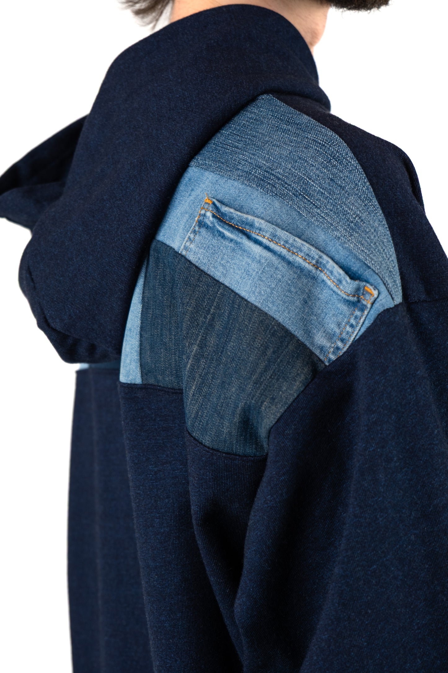 Denim Nights Patchwork Hoodie XXL