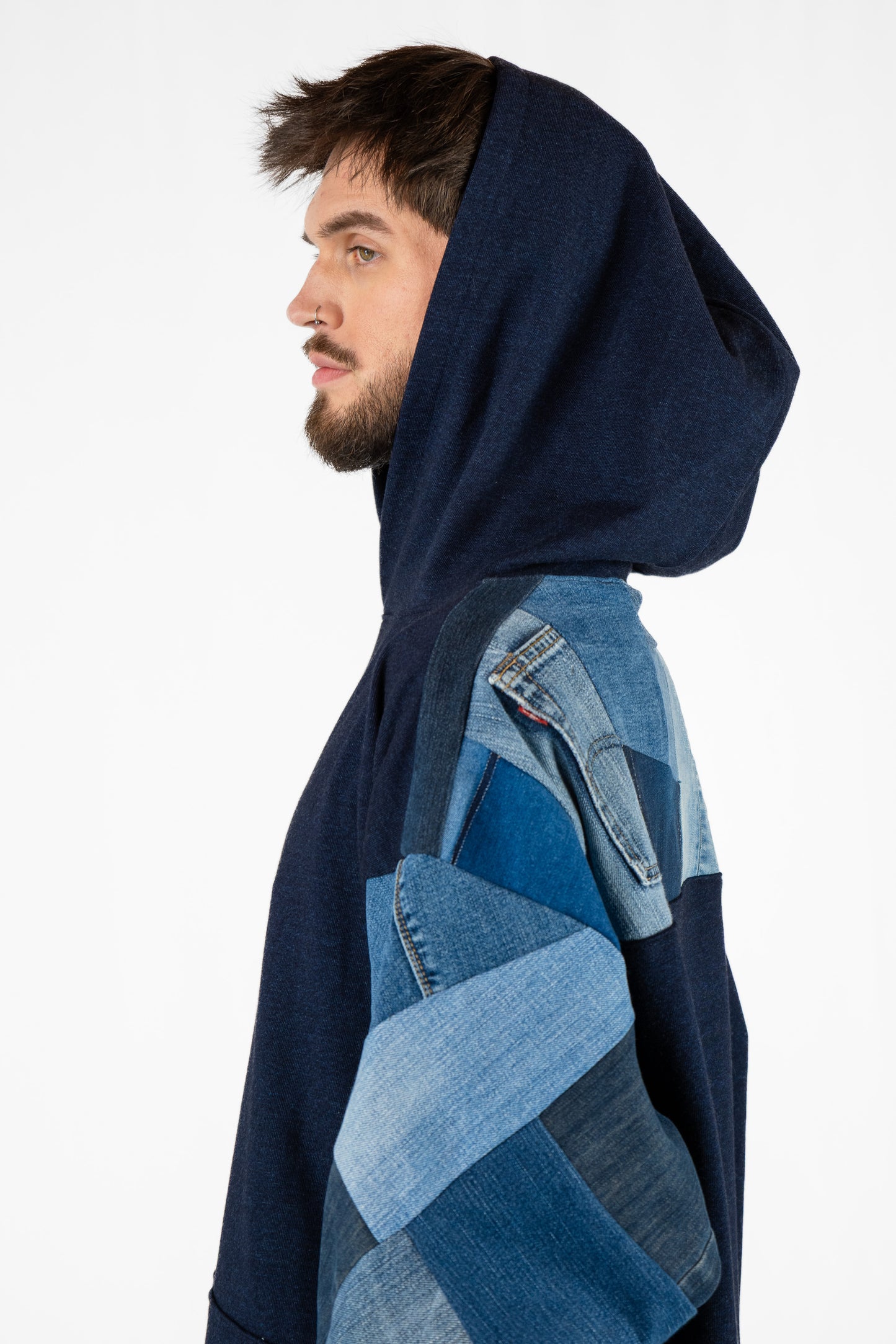 Denim Nights Patchwork Hoodie XXL