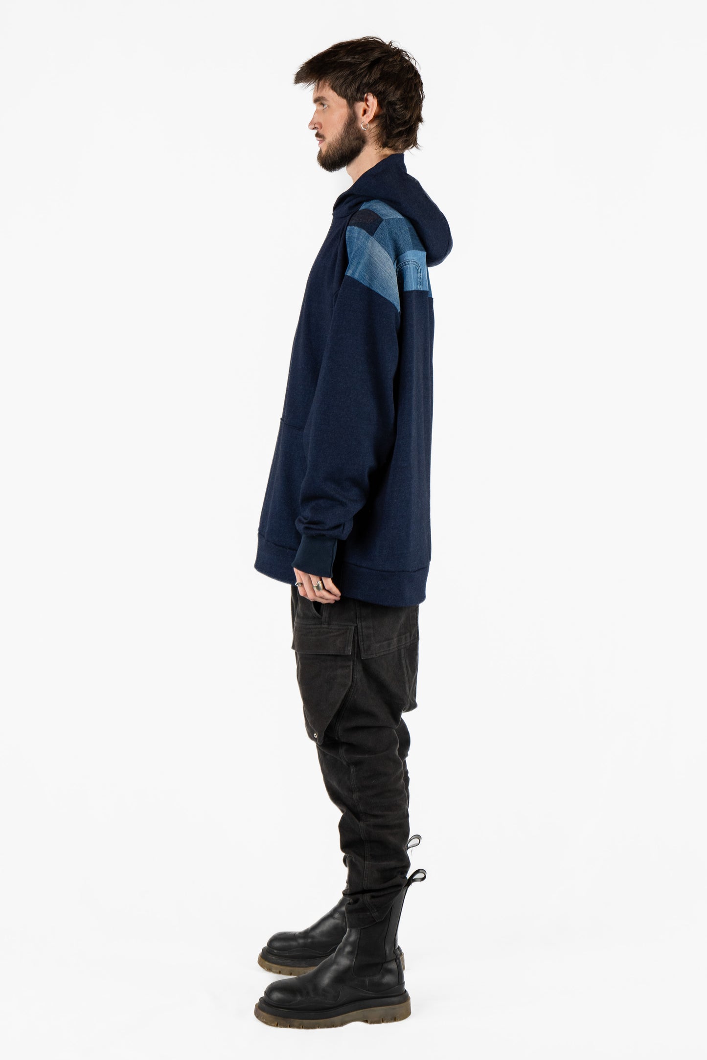 Angles Patchwork Denim Hoodie XXL