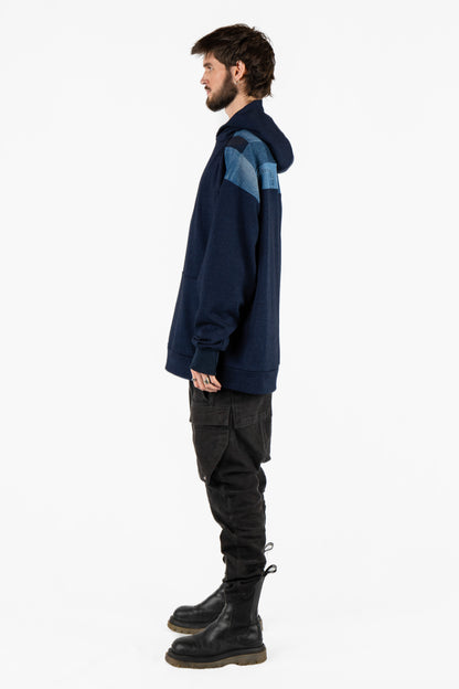 Angles Patchwork Denim Hoodie XXL