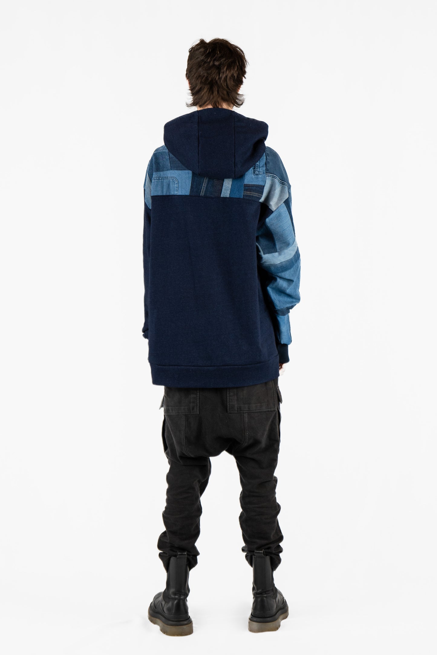 Angles Patchwork Denim Hoodie XXL