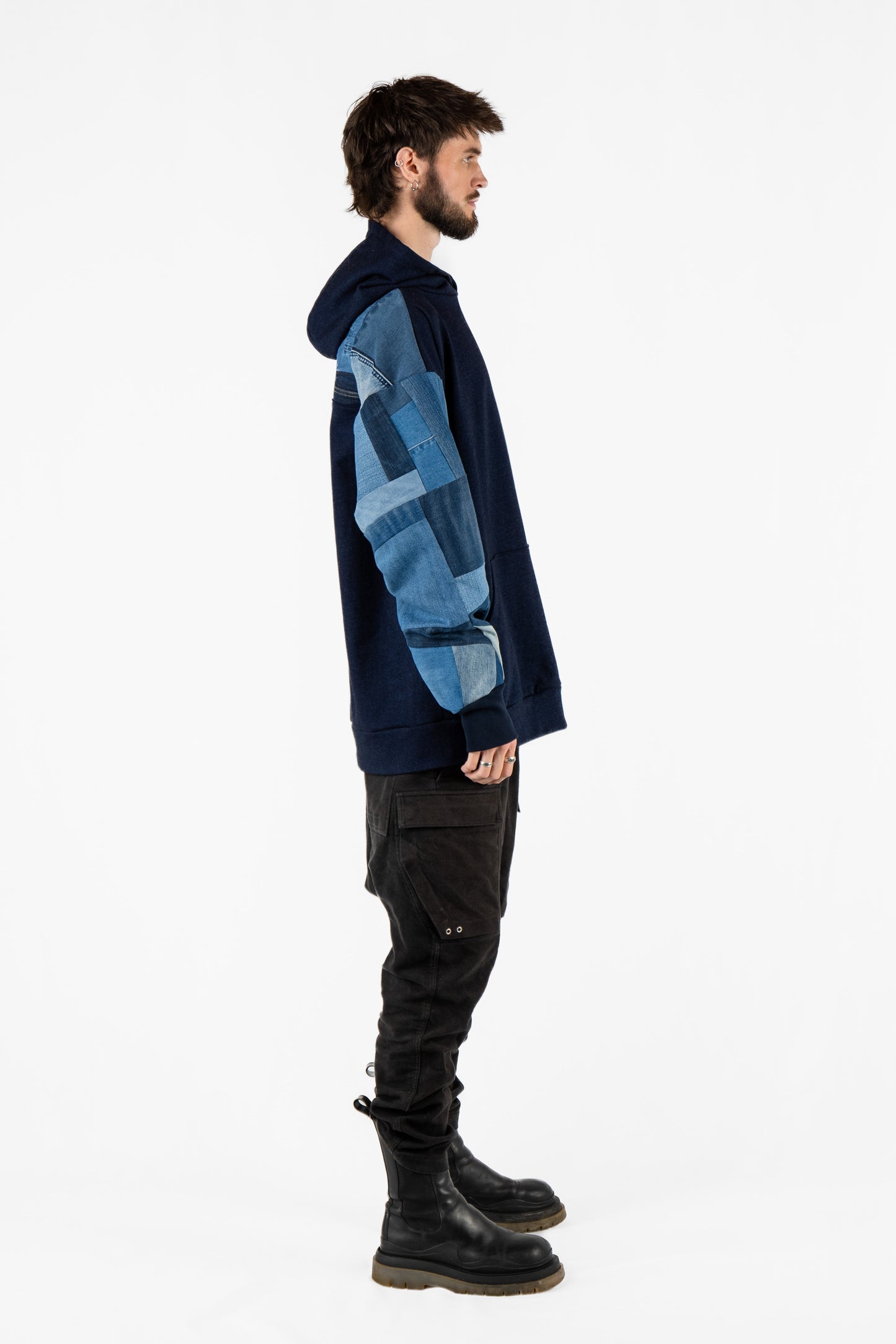 Angles Patchwork Denim Hoodie XXL