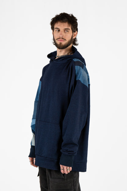 Angles Patchwork Denim Hoodie XXL