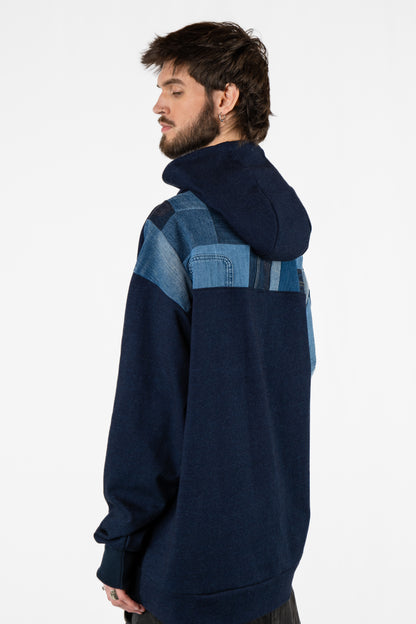 Angles Patchwork Denim Hoodie XXL