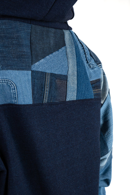 Angles Patchwork Denim Hoodie XXL