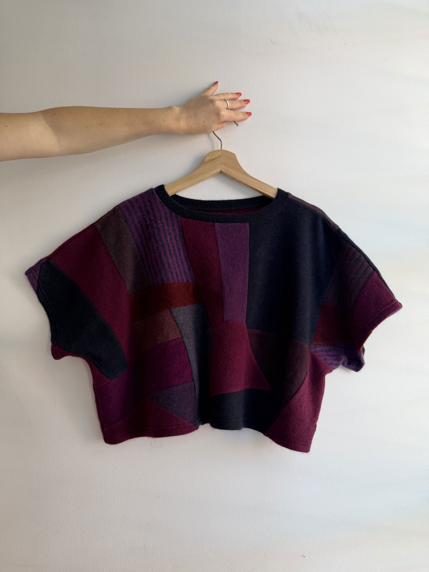 Merlot Cashmere Sleeveless Tee - Upcycled 100% Cashmere
