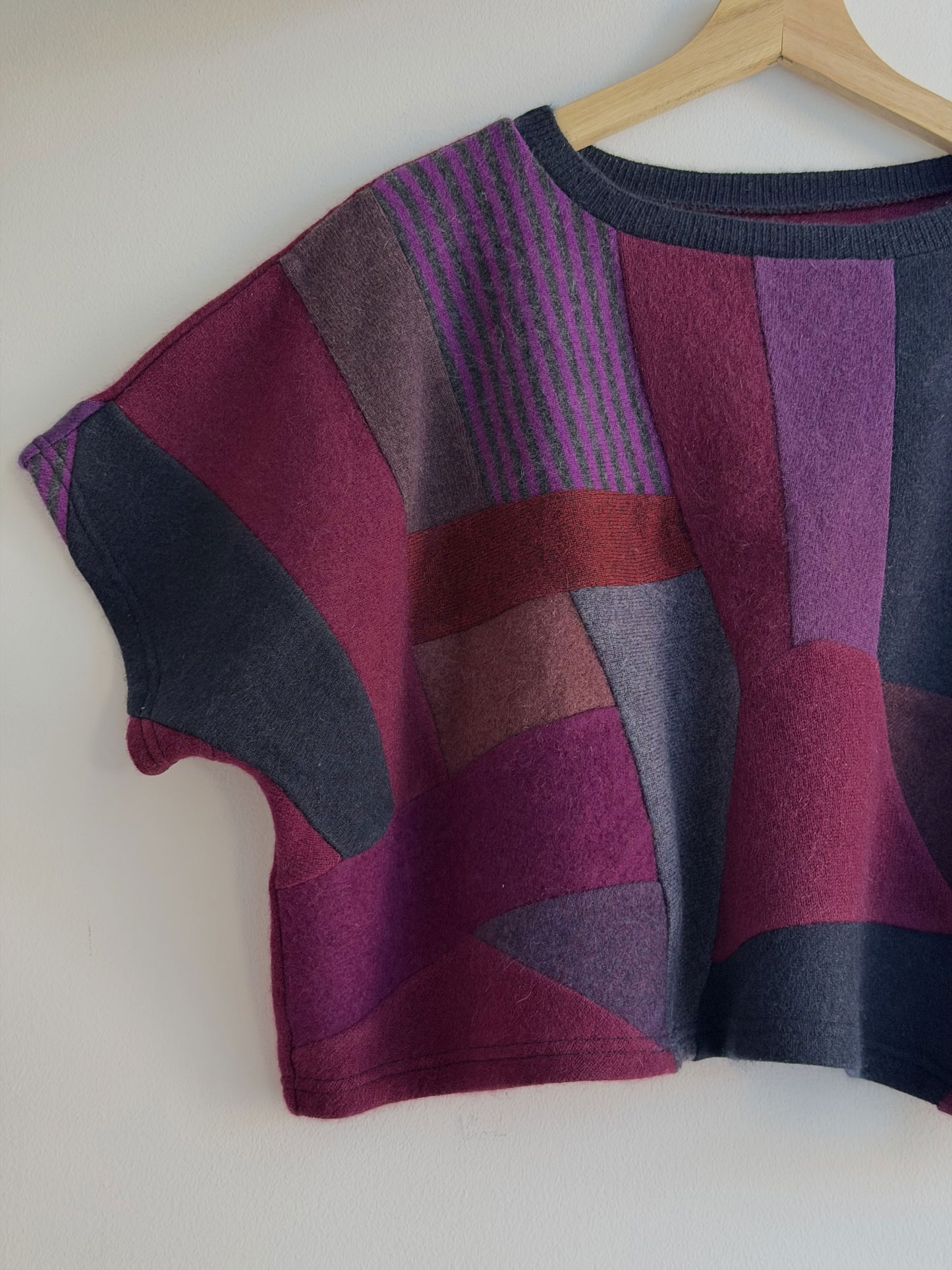 Merlot Cashmere Sleeveless Tee - Upcycled 100% Cashmere