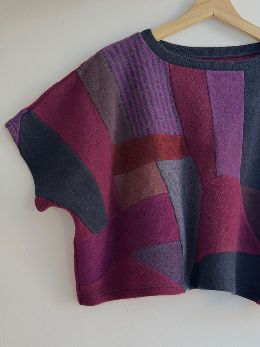 Merlot Cashmere Sleeveless Tee - Upcycled 100% Cashmere