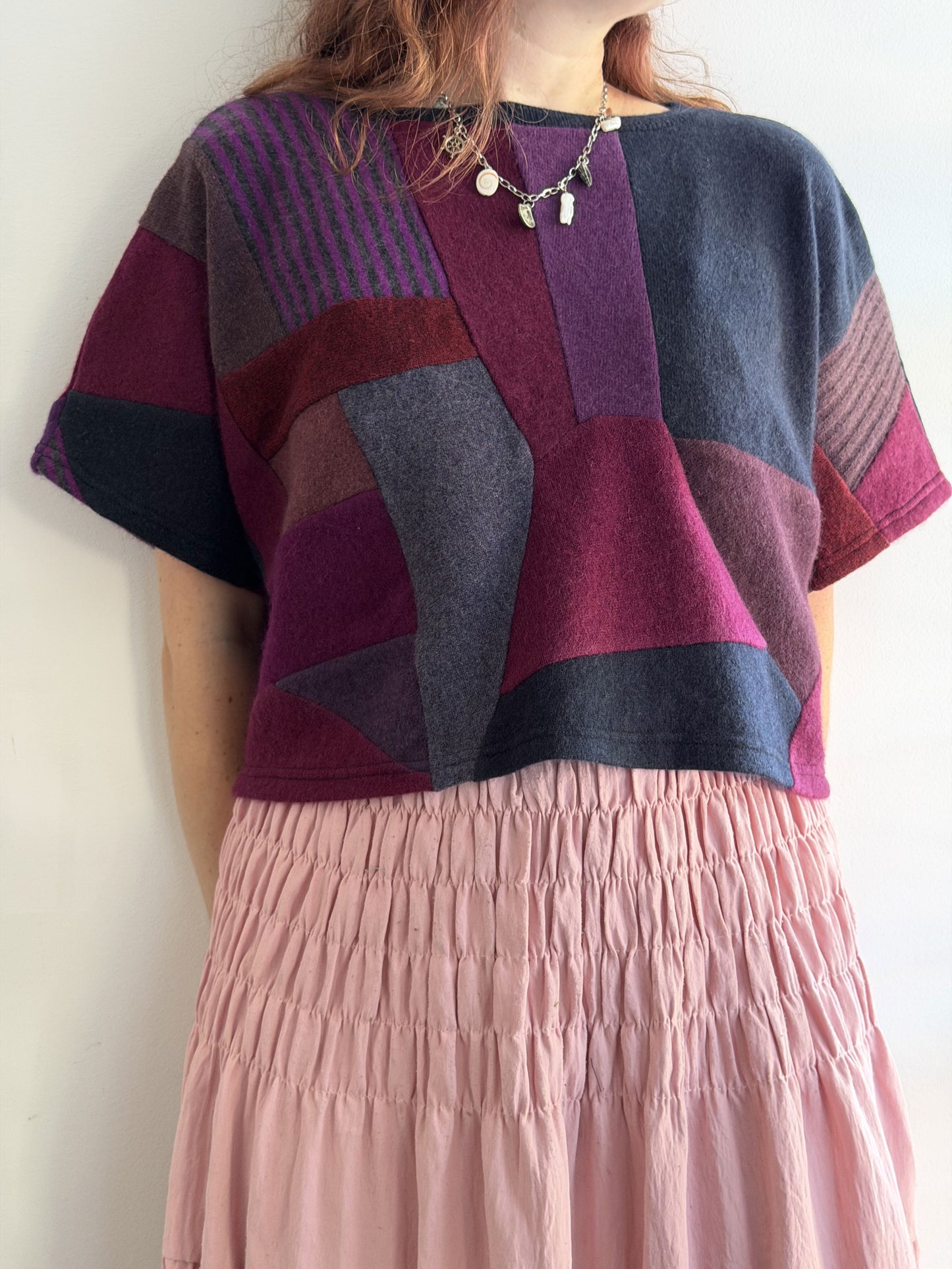 Merlot Cashmere Sleeveless Tee - Upcycled 100% Cashmere