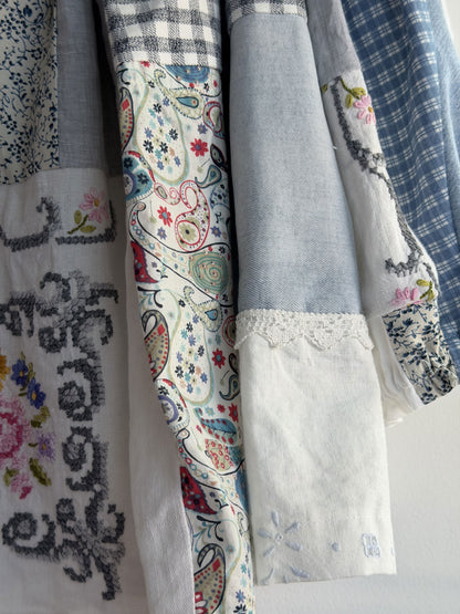 Cozy Patchwork Linen & Cotton Picnic Top
