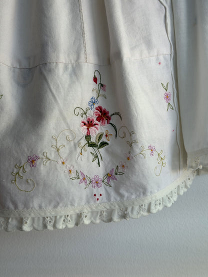 White Vintage Embroidery Picnic Top