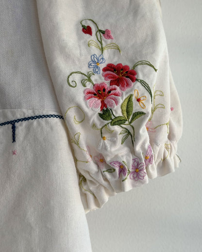 White Vintage Embroidery Picnic Top