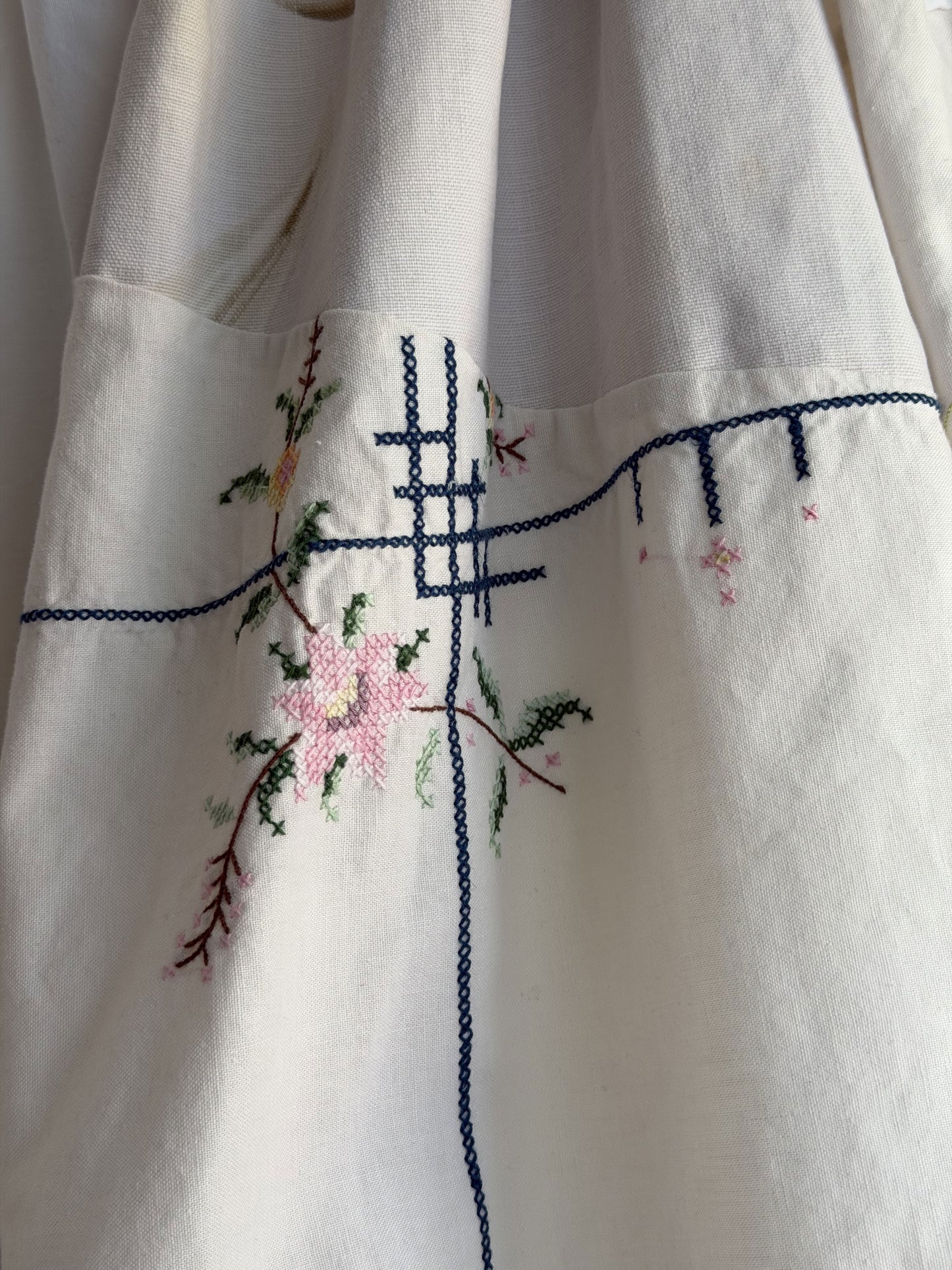 White Vintage Embroidery Picnic Top