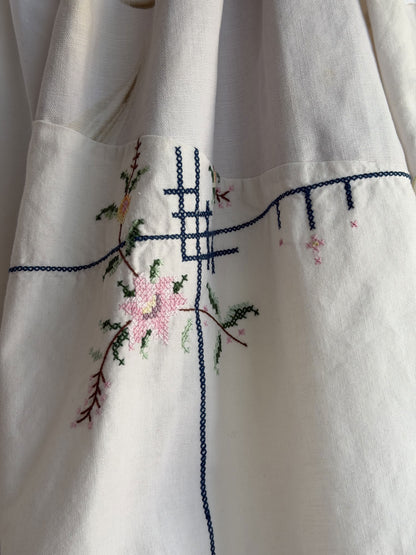 White Vintage Embroidery Picnic Top