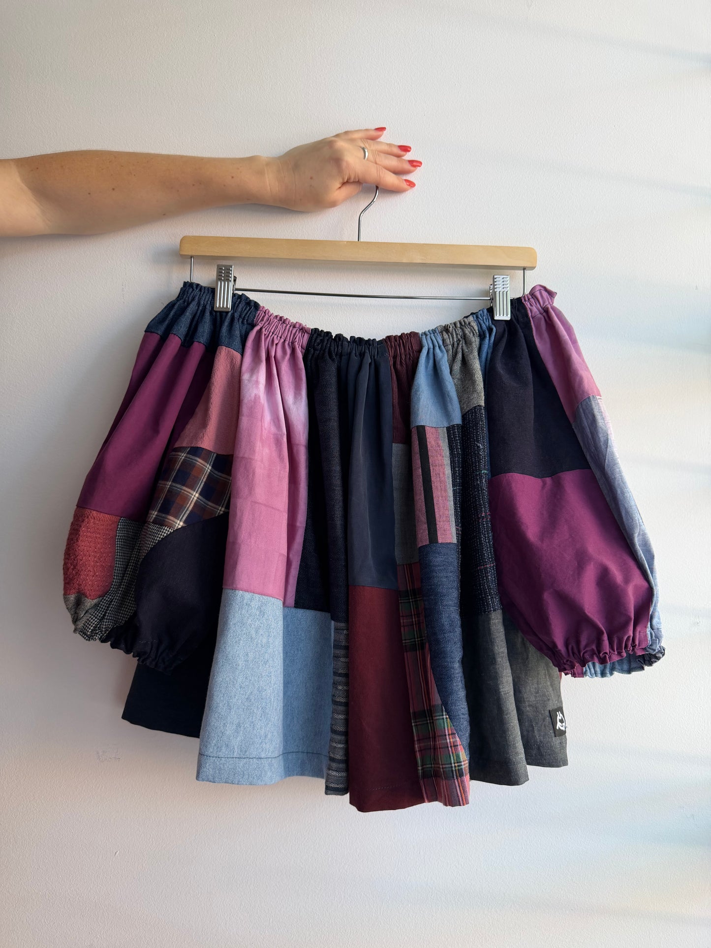 Burgundy & Navy Patchwork Picnic Top